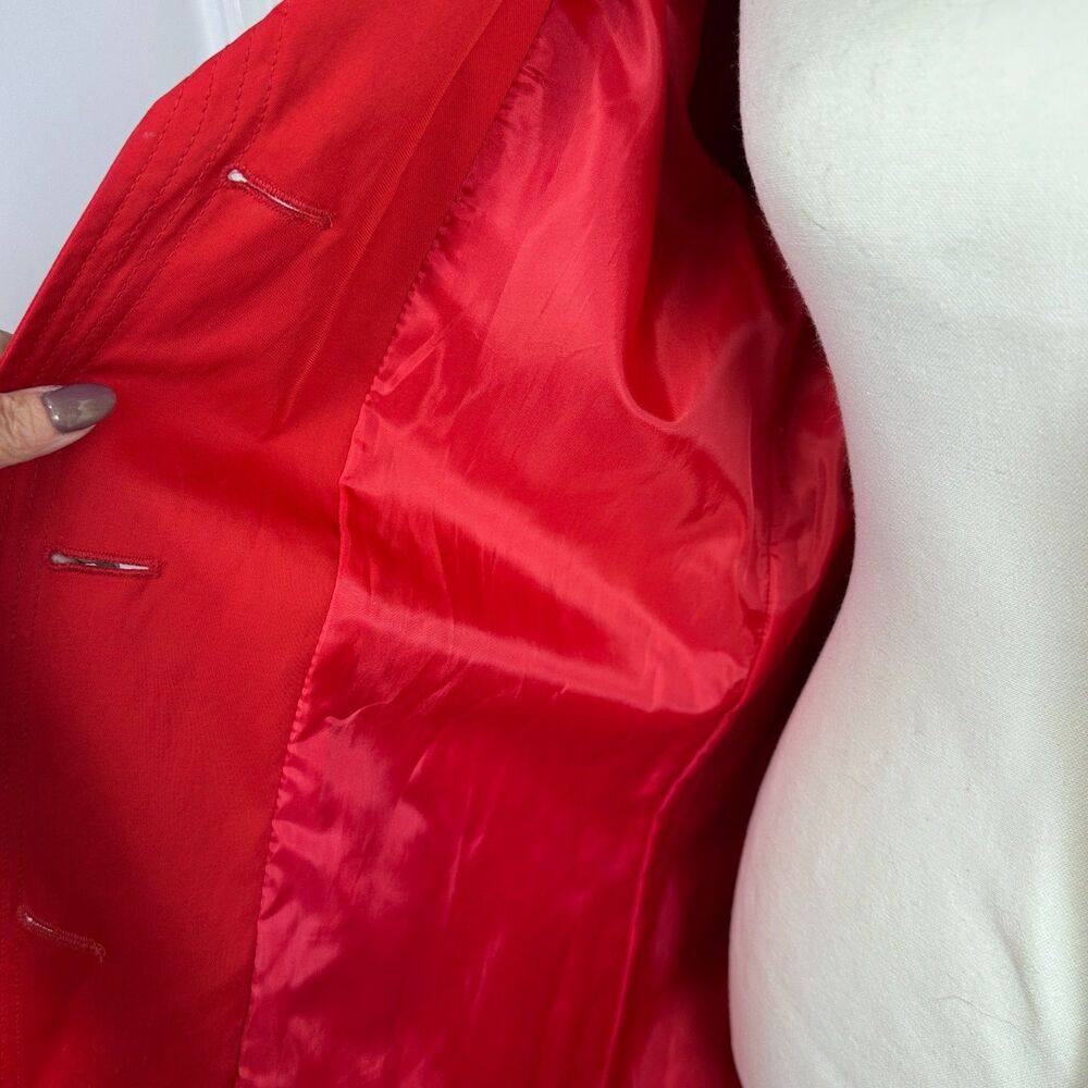 Talbots M Solid Red Belted Button Up Classic Mid … - image 4